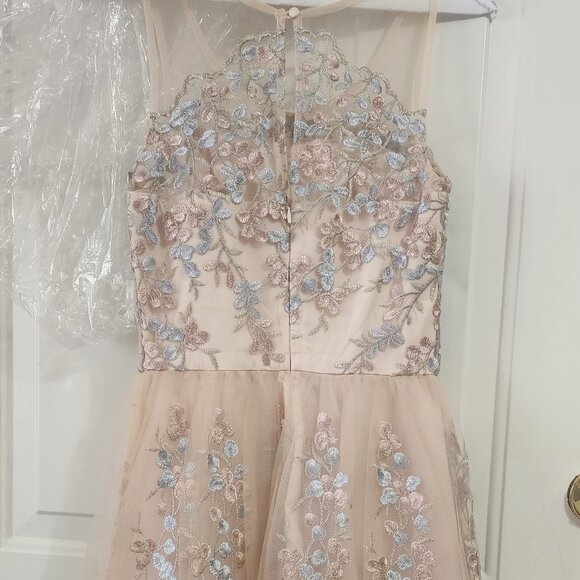 Chi Chi London Dress US Size 4 Lace Blush Pink Embroidered